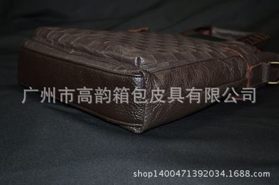 广州高韵箱包皮具工厂大量现货提供男士全牛皮单肩手提包Y7088-1#
